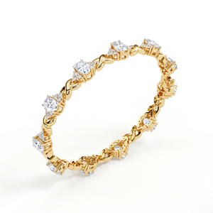 กำไลเพชรทรงรีดีไซน์ทันสมัย เพชรเลี้ยงในห้องปฏิบัติการ ทองคำแท้ 14k รับรองโดย IGI เพชรทรงรี เครื่องประดับชั้นดีสำหรับผู้หญิง - Product Image 2
