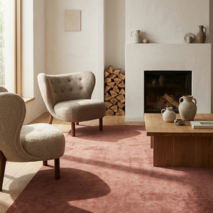 Tapis classique en laine tufté à la main rose poudré, antidérapant, à motif géométrique, pour salon, chambre, salle à manger, maison moderne - Product Image 4