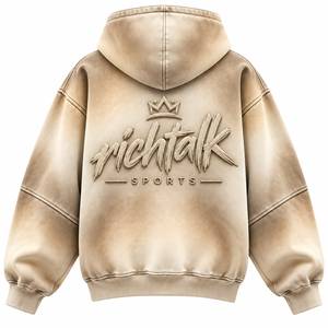 Sudadera con Capucha para Hombre, con Logotipo en Relieve, Oversize, de Algodón y Felpa, Estilo Casual, para Invierno, Transpirable, Lavada, Ecológica - Product Image 2