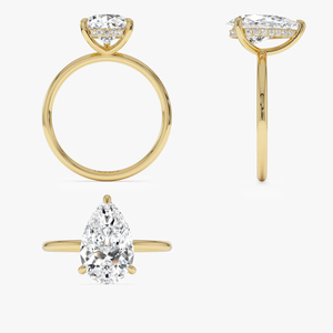 Bague de fiançailles en diamant de laboratoire taille poire de luxe 2 carats, or massif 14K 10K, solitaire, bijoux fins pour mariage, cadeaux pour femmes - Product Image 4