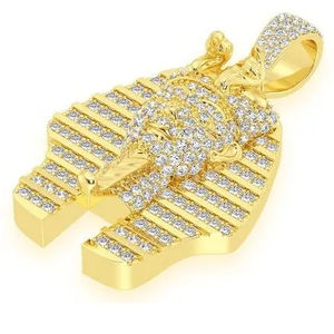 925 Sterling <b>Silver</b> Rhodium Plated Cartoon Egyptian Pharaoh Hip Hop Customizable Iced Moissanite Charm Pendant <b>Necklace</b> Unisex - Product Image 4