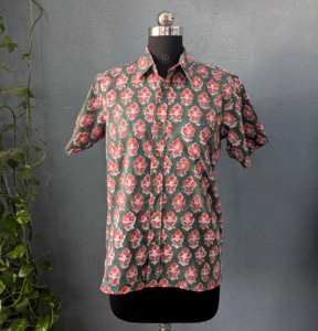 Chemise décontractée en coton à manches courtes pour homme, imprimé floral, col rabattu, respirante, pour l'été - Product Image 4