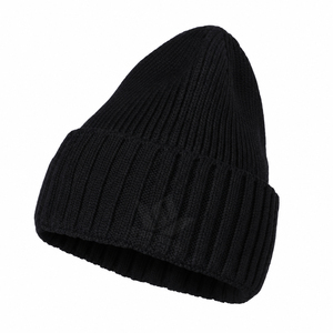 Unisex Ribbed Knit <b>Beanie</b> Hat Solid Color Winter Warm Cap Folded Cuff Casual <b>Wool</b> Blend Breathable Waterproof Adjustable Adult - Product Image 4