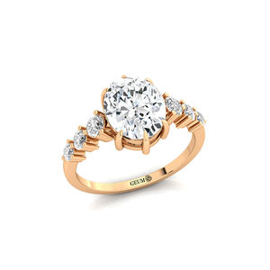 Anillo de Compromiso Hecho a Mano con Diamante Cultivado en Laboratorio de 2.5 Quilates, Corte Ovalado de 10*8mm, Color D, Claridad VVS, 6 Acentos, Certificado IGI, Oro de 14K/18K - Product Image 3