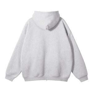 Sweat à capuche zippé personnalisé sans cordon, vierge, uni, coupe oversize en polaire, style boxy, haute qualité, pour homme, avec logo brodé - Product Image 2