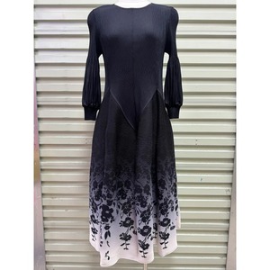 Solid Woven A-Line <b>Dress</b> O-Neck Puff Sleeve Mid-Calf Casual Career <b>Dress</b> <b>Linen</b> Natural Waistline Button - Product Image 6