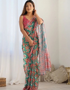 Sari de Chifón KV Estampado para Uso Diario - Product Image 6