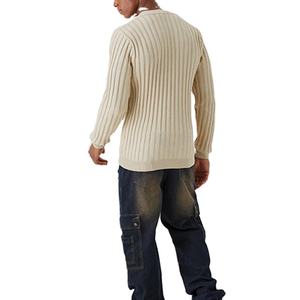 Nouveau design côtelé, tissu jersey 100% coton, style streetwear, anti-boulochage, séchage rapide, logo personnalisé, couleur, coupe classique pour homme, manches longues - Product Image 2