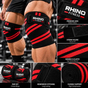 RHINO FITNESS Orthopedic Knee Wraps Stabilizer Swelling Relief <b>Nylon</b> Breathable Leg Support with <b>Hook</b> Loop Strap Unisex - Product Image 5