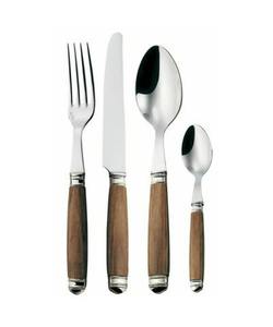 Juego de cubiertos de metal con mango de madera hecho a mano, cubiertos duraderos para hoteles boutique. - Product Image 1