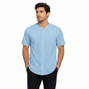 Camiseta de Béisbol para Hombre, Sublimada, con Cuello Mao, Sin Tirantes, Manga Corta, Botones, Nombre del Equipo Personalizado, Transpirable, 100% Poliéster - Product Image 3