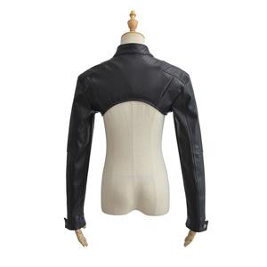 Chaqueta de Motociclista de Cuero Genuino para Mujer, Cuello Alto, Manga Larga, Cierre de Cremallera, Estilo Otoñal - Product Image 2