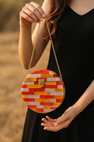 Sac à bandoulière en résine et bois fait main, léger et durable, avec incrustation géométrique, design personnalisé, logo sur mesure, best-seller