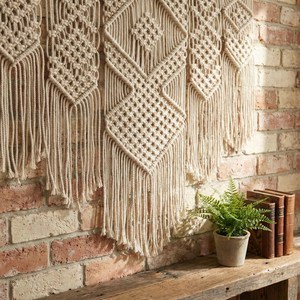 Arazzo da Parete Bohemien in Macramè con Motivo Geometrico Astratto, Decorazione per la Casa in Cotone, Arte per Soggiorno, Confezione Singola - Product Image 4