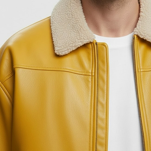 Veste d'hiver personnalisée 2026 pour homme, nouvelle veste en cuir tendance, tissu en toile de haute qualité, tricotée, meilleur design, fermeture éclair haute, hiver - Product Image 4