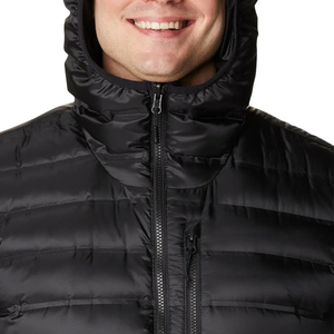 Veste d'hiver décontractée pour homme, noire, à capuche, rembourrée en duvet, coupe-vent, fermeture éclair, coupe ajustée, longueur normale, couleur unie, polyester - Product Image 3