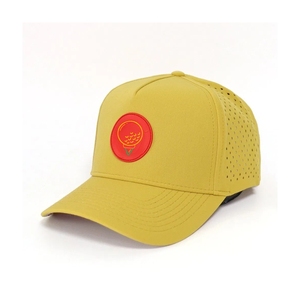 Casquette de golf personnalisée avec logo en patch de caoutchouc, 5 panneaux, forme perforée découpée au laser, casquette de sport, casquette de baseball performante - Product Image 2