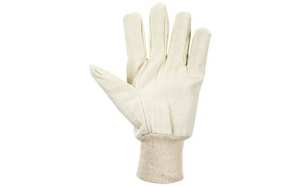 Gants de travail en toile de coton pour hommes de qualité supérieure avec manchette tricotée à pouce volanté, couleur naturelle, usage général, sécurité pour le soudage - Product Image 2
