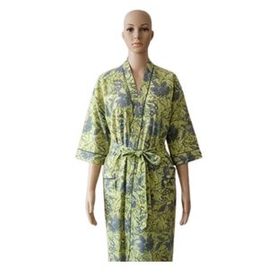 Robe décontractée douce pour femme, imprimé floral, en coton et fibre de bambou, col en V, manches trois quarts, longueur genou, très vendue - Product Image 1