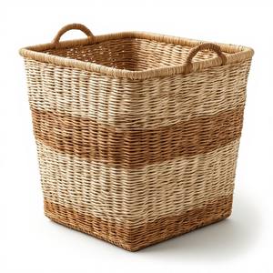 Cesta decorativa de hierba marina trenzada a mano diseñada para una elegante organización del hogar en salas de estar, dormitorios y entradas. - Product Image 1