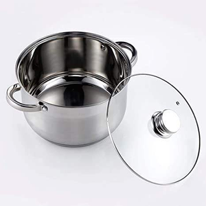 <b>Large</b> round capacity metal <b>casserole</b> <b>dish</b> <b>with</b> a high-end <b>lid</b> for serving freshly cooked vegetables meats and grains - Product Image 1