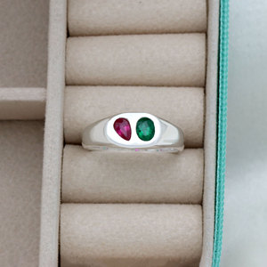 925 Sterling <b>Silver</b> Natural Ruby Emerald <b>Ring</b> for Men & Women Handmade Dual Gemstone <b>Statement</b> Jewelry Wholesale - Product Image 2