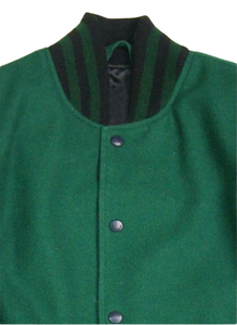 เสื้อแจ็คเก็ต Letterman Varsity สำหรับผู้ชาย ปักลายเชนิลล์แบบกำหนดเอง ผ้าขนสัตว์ 100% แขนหนังแท้ สไตล์สตรีทแวร์ - Product Image 4