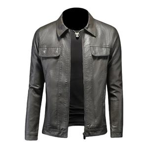 Blouson aviateur surdimensionné en similicuir pour homme, veste de motard à col montant, patchwork contrasté, poche zippée, imperméable pour l'hiver - Product Image 1