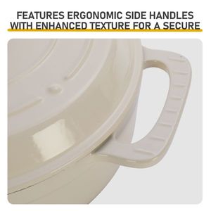 Pentola in Ghisa Smaltata da 7,5QT con Finitura in Ceramica Bianca, Include Due Guanti in Silicone e Coperchi per Uso in Cucina - Product Image 5