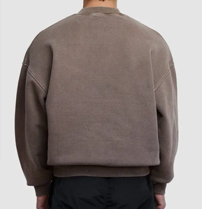 เสื้อสเวตเชิ้ตคอกลมผู้ชาย สีพื้น ผ้าถัก ทรงโอเวอร์ไซส์ สวมใส่สบายๆ สำหรับฤดูใบไม้ร่วง สีเทาอ่อน - Product Image 5