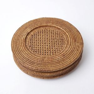 Vietnam Handmade Rattan <b>Plate</b> Round Charger Serving Tray Eco Friendly Rustic Tableware Natural Craft Kitchen Dining Decor 33Cm - Product Image 6