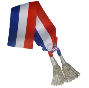 Custom Tricolor Mayor Deputy Sash Red <b>White</b> Blue Scarf with Silver Tassels Ceremonial Event Event Mayor Deputy Style - Product Image 1