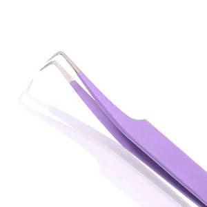 Pinzas Curvas para Cejas DANTRIC IMPLANTS T-005, Punta Puntiaguda, Antiestáticas, Acero Inoxidable, Mango Liso Morado, Diseño Moderno y Duradero - Product Image 6
