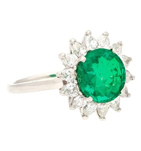 Flower Shape Round Diamond Inlay IGI Certified 14K <b>Gold</b> & 925 Silver Plated Prong <b>Set</b> Women's Engagement <b>Ring</b>-January Birthstone - Product Image 1