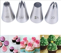 4-teiliges Spritztüllen-Set # 1M # 2D # 2A # 4B und 8 Stück Spritzbeutel zum Backen von Cupcakes, Kuchen-Dekorationswerkzeuge