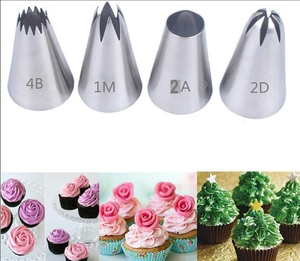 4pcs Piping Tips set #1M #2D #2A #4B and 8pcs Piping bags for Baking Cupcakes, Cake Decorating <b>tools</b> - Product Image 2