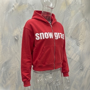 Snowgrace <b>Red</b> Zip-Up Hoodie <b>Men's</b> Casual French Terry Hooded <b>Sweatshirt</b> Regular Fit Autumn Wear - Product Image 2