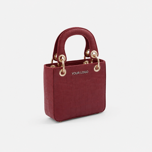 Sac fourre-tout mini pour femme motif crocodile en cuir organique, fermeture ouverte, poignée supérieure carrée, logo personnalisé, idéal pour fêtes et mariages - HINDVANTA GLOBAL - Product Image 5
