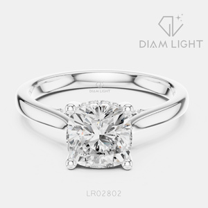 Bague de fiançailles en or blanc 14 carats avec diamant de laboratoire taille coussin de 2,00 carats, couleur F+, clarté VS+, certifiée IGI, idéale pour un cadeau - Product Image 1