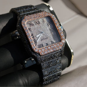 Reloj Cuadrado Automático para Hombre, con Incrustaciones de Diamantes, Negro y Oro Rosa, Mecánico, de Lujo, Estilo Hip Hop, con Números Romanos - Product Image 3