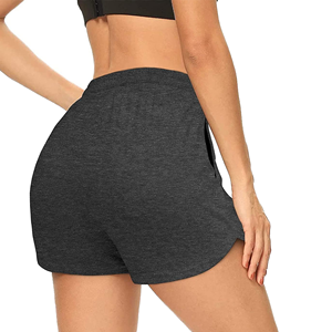 Shorts en tricot taille haute pour femmes avec poches, cordon de serrage, style décontracté, respirant, couleur unie, en coton et élasthanne - Product Image 3