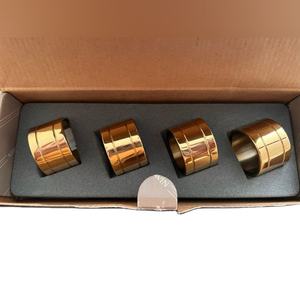 Juego de 4 servilleteros de latón antiguo, servilleteros Vintage de metal de madera de diseño, artículos desechables para cena de boda - Product Image 2