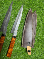 Couteau de Chef de Luxe Fait Main avec Manche Ergonomique Durable à Manche Plein, Lame en Cuivre et Damas, Outil de Cuisine, Couteau de Chef de Cuisine