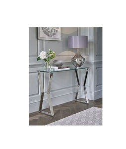 Table console en métal multi-usages avec plateau en verre, meuble élégant pour l'exposition, le rangement et la décoration intérieure - Product Image 5
