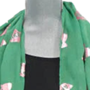 AKA Foil Applique Gauze Scarf Green Lightweight Fashion <b>Wrap</b> with <b>Pink</b> Foil Crest Print Soft Sorority Shawl for Women - Product Image 2