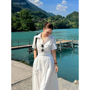 Robe midi blanche unie de luxe pour femmes V9093, tenue de bureau élégante et décontractée, vente en gros - Product Image 1