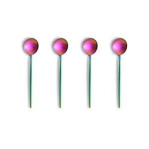 ช้อนชาสีรุ้งทันสมัย ด้ามยาว ขัดเงา สำหรับงานปาร์ตี้ ดีไซน์โลหะ - Product Image 1