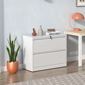 Armoire de classement latérale à 2 tiroirs, 35,4 pouces de large, en métal verrouillable avec système anti-basculement pour bureau à domicile - Product Image 1