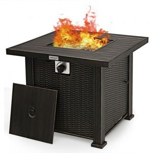 30 Inch Square Propane Gas <b>Fire</b> <b>Pit</b> <b>Table</b> with <b>Table</b> Cover 50000 BTU Elegant Outdoor Furniture - Product Image 1