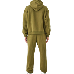 Conjunto Deportivo Unisex Verde Oliva con Capucha, Sudadera y Pantalones Largos, Color Sólido, Corte Holgado Informal, Ropa de Otoño - Product Image 5